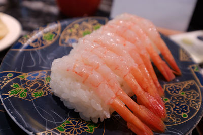 Close-up of sushi on plate