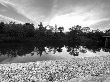 Scenic view of lake against sky