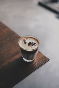 High angle view of coffee on table