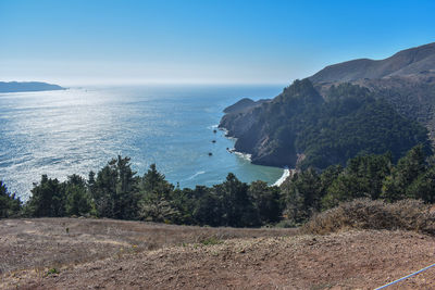 Scenic view of sea against clear sky