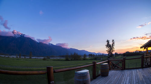 Scenic view of landscape against sky during sunset