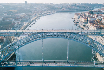 High angle view of suspension bridge