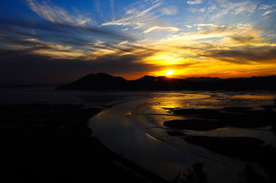 Scenic view of sunset over sea