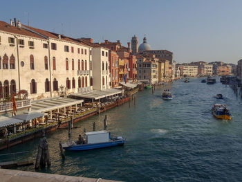 Panoramic view of city against clear sky