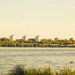 View of river with buildings in background