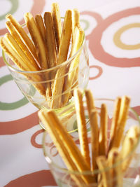 Close-up of food in containers on table