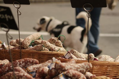 Close-up of mushrooms in basket