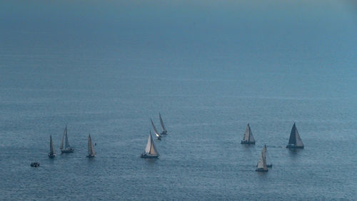 Boat sailing in sea