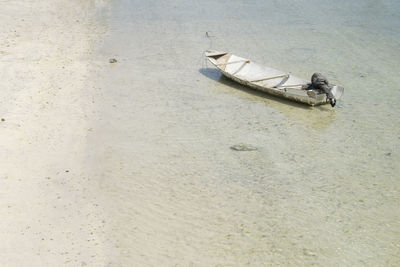 High angle view of abandoned boat at beach