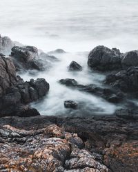 Long exposure waves crashing on rocks
