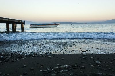 Scenic view of sea against clear sky