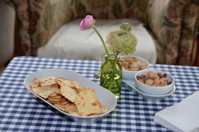 Close-up of food in plate on table