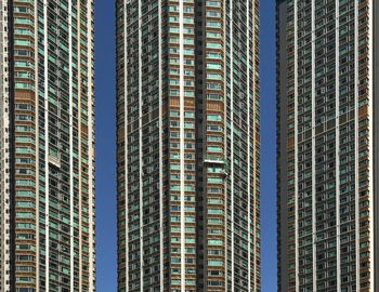 Low angle view of skyscrapers against sky