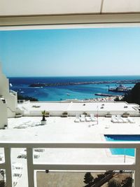 Scenic view of sea against blue sky