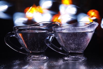 Close-up of drinks on table