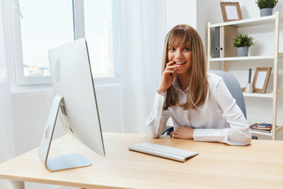 Businesswoman working at office