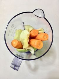 High angle view of fruits in plate