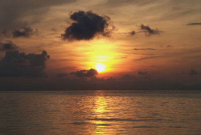Scenic view of sunset over sea