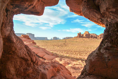 View of rock formations against sky