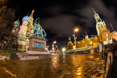 View of illuminated city at night