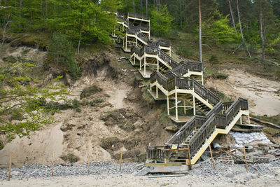 High angle view of metallic structure in forest