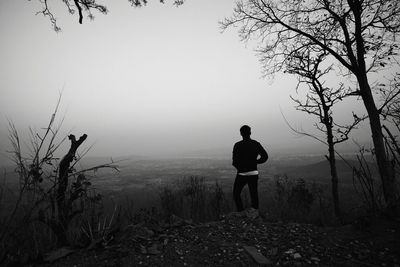 Rear view of man looking at view