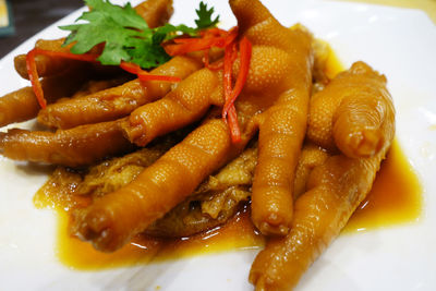 Close-up of served food in plate