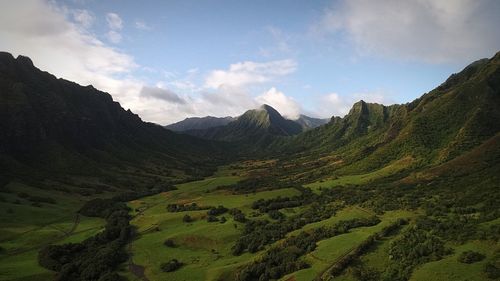 Scenic view of mountains against sky