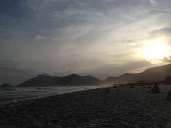 Scenic view of mountains against sky during sunset