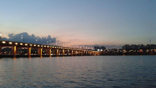 Bridge over river at night