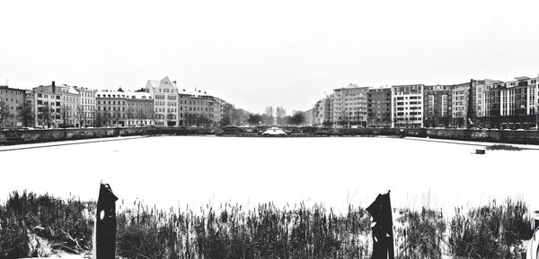 View of cityscape against clear sky