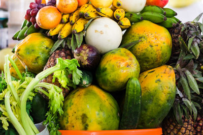 Close-up of fruits for sale at market stall