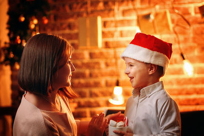 Mother with son during christmas