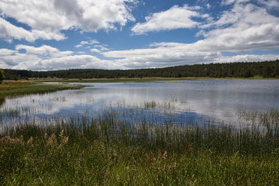 Scenic view of lake against sky