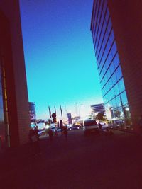 Modern buildings against blue sky