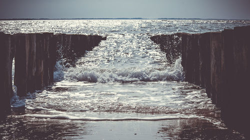 Scenic view of sea against clear sky