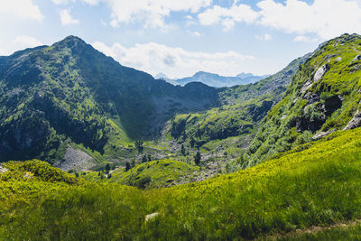 Scenic view of mountains against sky