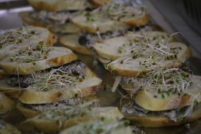 Close-up of food served in platter