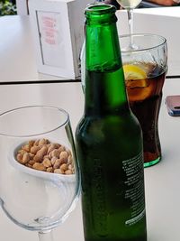 Close-up of drink served on table