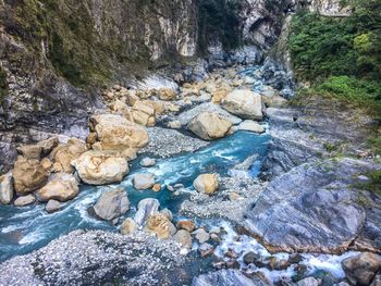 Rock formations in river