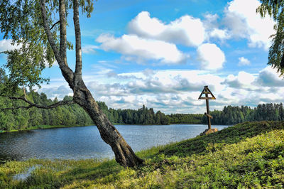 Scenic view of lake against sky