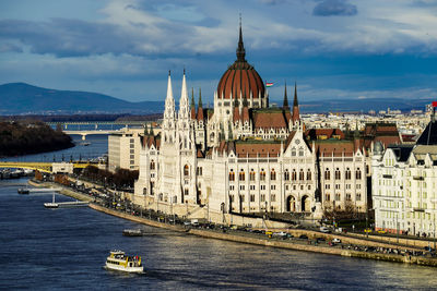 High angle view of buildings in city