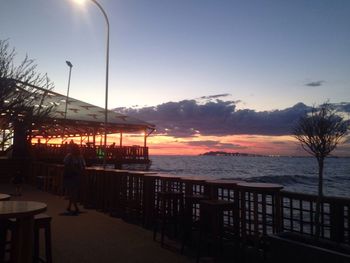 Scenic view of sea against sky at sunset