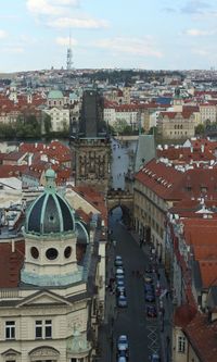 High angle view of buildings in prague