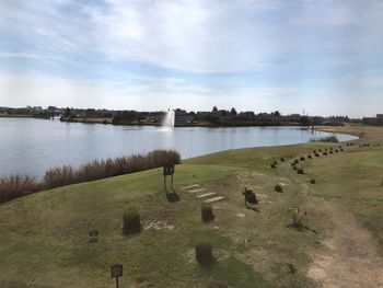 Scenic view of lake against sky