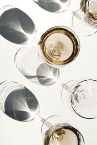 High angle view of beer glass on table