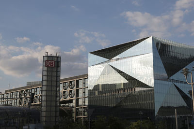 Low angle view of modern buildings against sky