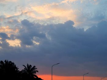 Low angle view of silhouette trees against sky