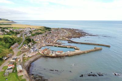 High angle view of sea against sky