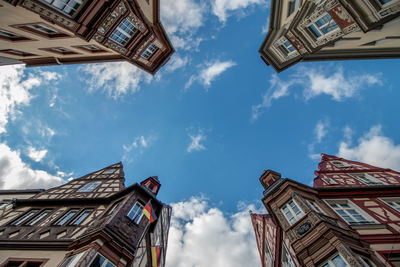 Low angle view of buildings against sky